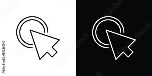 Click icon line drawing clipart symbol. Vector illustration