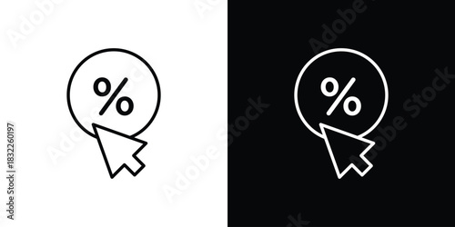 Click through rate icon line drawing clipart symbol. Vector illustration