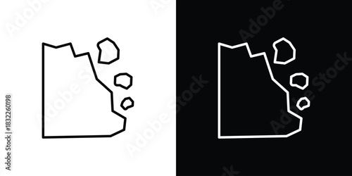 Cliff icon line drawing clipart symbol. Vector illustration