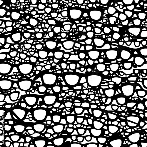 Seamless pattern of black and white eyeglasses for fashion eyewear and vision correction needs