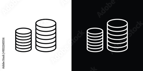 Coins stack icon line drawing clipart symbol. Vector illustration