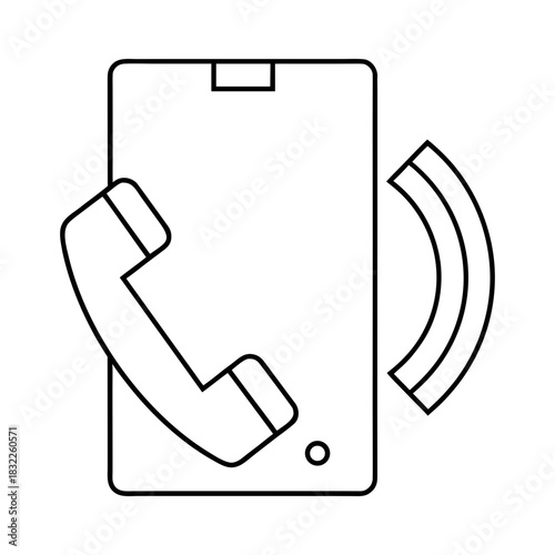 Outline of a ringing smartphone with a handset icon