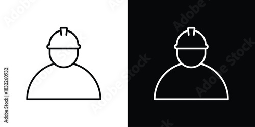 Construction worker icon line drawing clipart symbol. Vector illustration