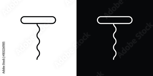 Corkscrew icon line drawing clipart symbol. Vector illustration