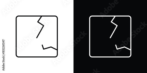 Crack icon line drawing clipart symbol. Vector illustration
