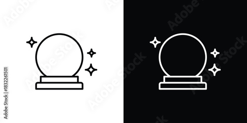 Crystal ball icon line drawing clipart symbol. Vector illustration