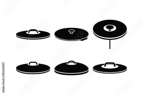 Dustbin Lid Silhouette Minimal Vector Set