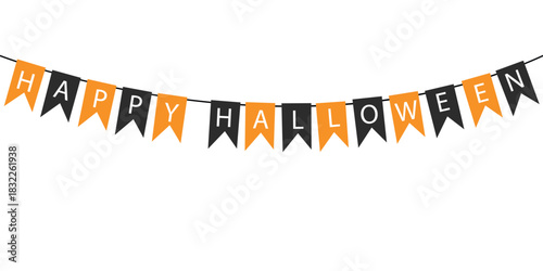 The Halloween hanging ribbon flag with text.