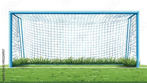 Blue Soccer Goal with Green Soccer Field - Sports Photography