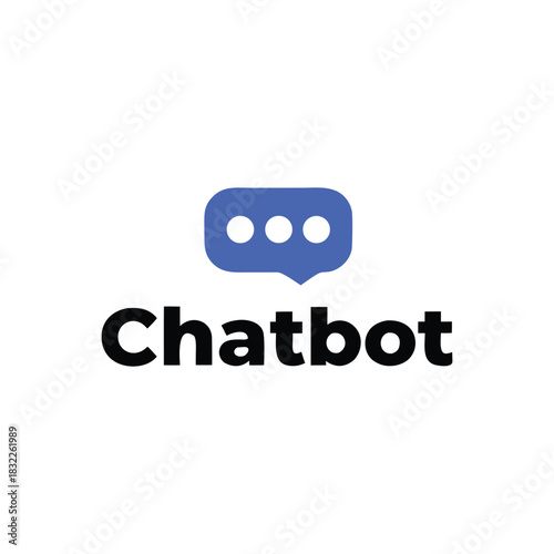 Chatbot Logo Minimal Vector Icon AI Messenger Blue