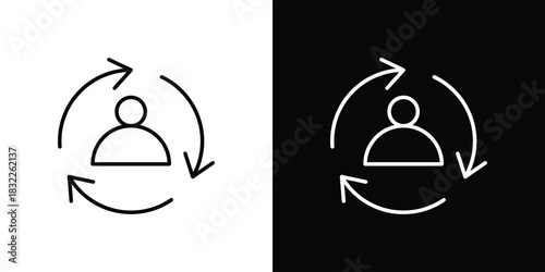 Customer retention icon line drawing clipart symbol. Vector illustration