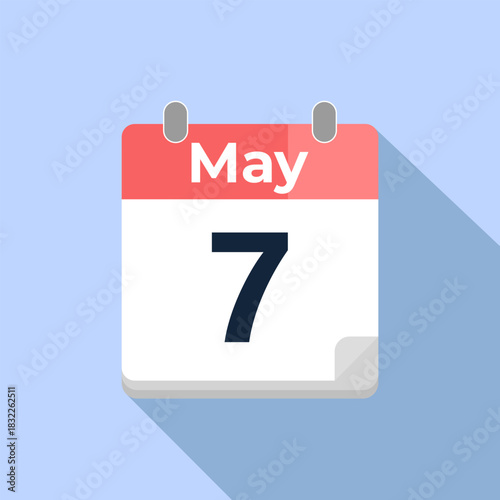 May 7 Vector Calendar
Modern flat color vector calendar with date