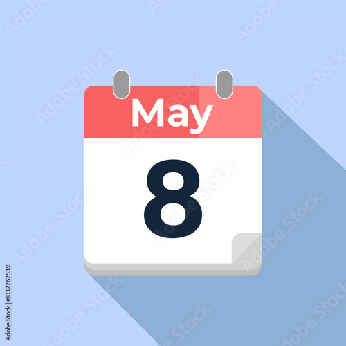 May 8 Vector Calendar
Modern flat color vector calendar with date