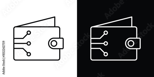 Digital wallet icon line drawing clipart symbol. Vector illustration