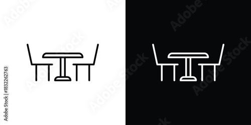 Dinner table icon line drawing clipart symbol. Vector illustration