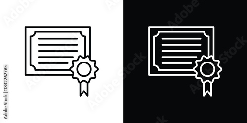Diploma icon line drawing clipart symbol. Vector illustration