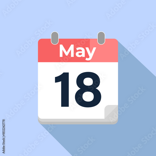 May 18 Vector Calendar
Modern flat color vector calendar with date