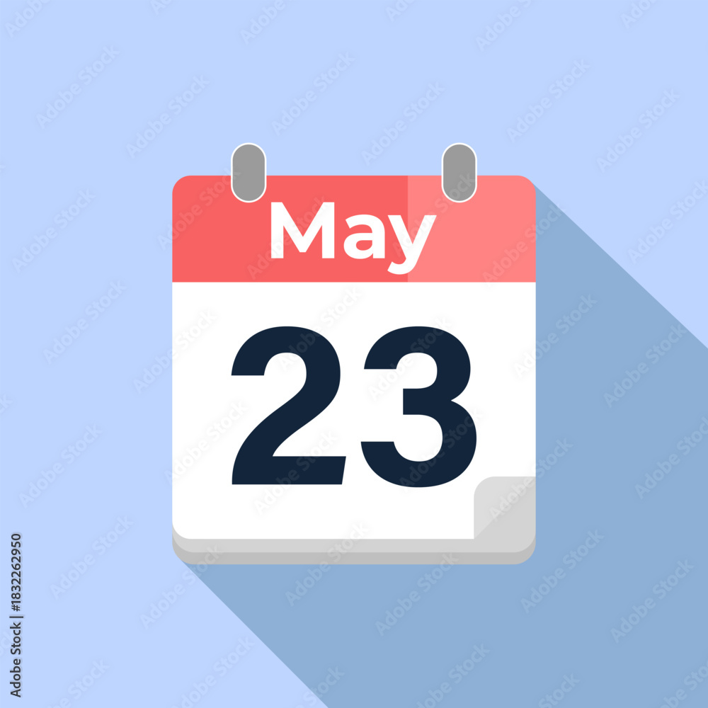 Fototapeta premium May 23 Vector Calendar Modern flat color vector calendar with date