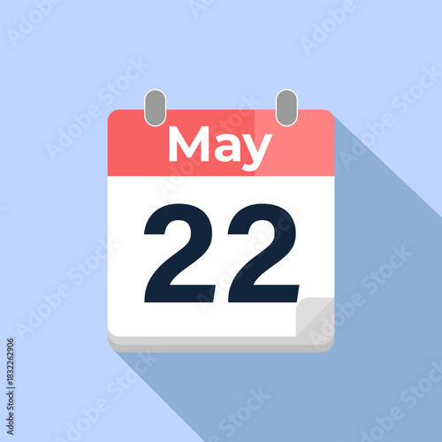 May 22 Vector Calendar
Modern flat color vector calendar with date