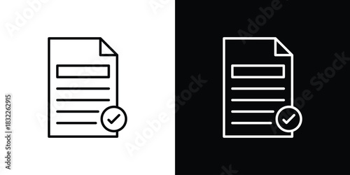 Document verification icon line drawing clipart symbol. Vector illustration