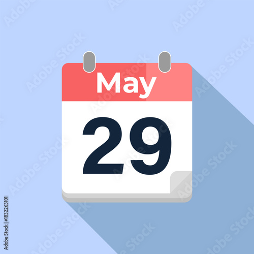 May 29 Vector Calendar
Modern flat color vector calendar with date