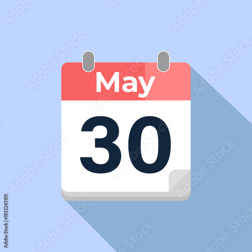 May 30 Vector Calendar
Modern flat color vector calendar with date