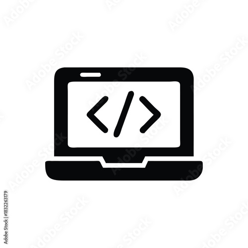 Coding Laptop Minimal Vector Icon Developer Code