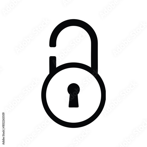 Unlocked Padlock Minimal Vector Icon Security Open