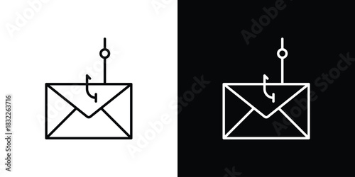 Email phishing icon line drawing clipart symbol. Vector illustration