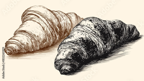 Delicious Croissant Vector Illustration for Bakery Advertisement and Menu Design