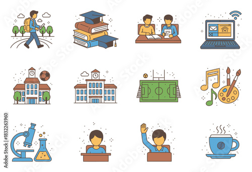 University Campus Life Vector Icon Design