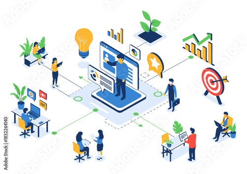 Isometric Skill Development Training Illustration - Modern 3D Vector Art