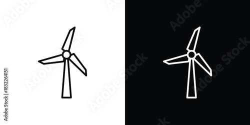 Eolic energy icon line drawing clipart symbol. Vector illustration