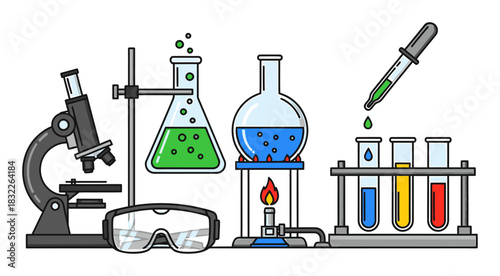 Science Laboratory Experiment Vector Icon Design