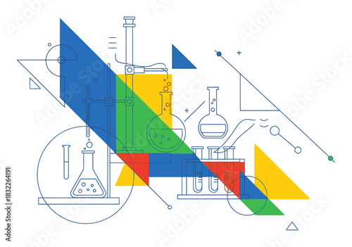 Geometric Science Laboratory Experiment Vector Illustration