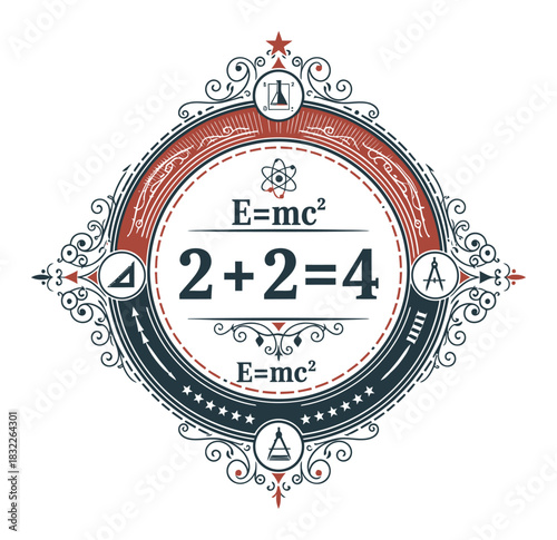 Vintage Mathematics Badge Vector Design