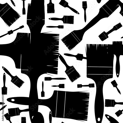 Black paint brushes seamless pattern vector illustration for home improvement projects 100