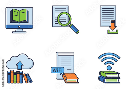 Digital Library Resources Icon, Vector Design, Pixel Perfect, Scalable Symbol