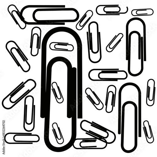 Paper clips background black and white office supplies pattern stationery design clip art minimalist style 100
