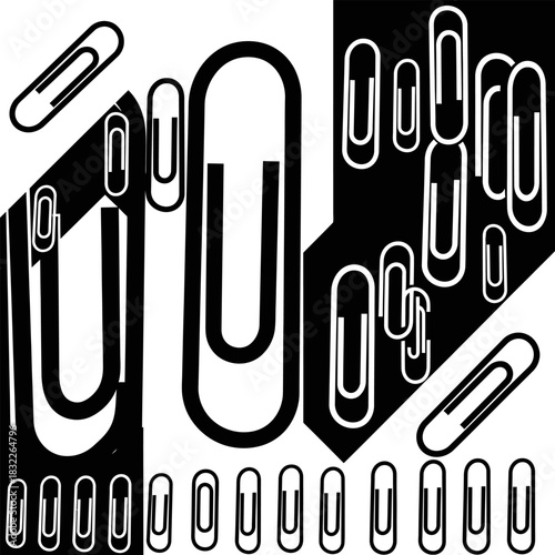 Paper clip art black and white graphic design office supplies stationery school minimalist illustration