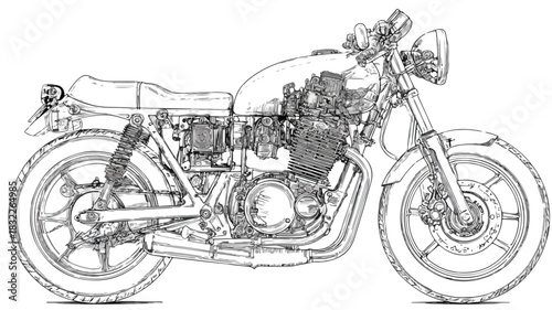 Motorcycle Drawing without Engine Vector Illustration