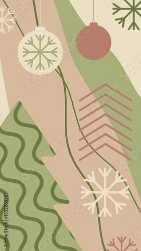 Geometric Christmas background on a seamless loop