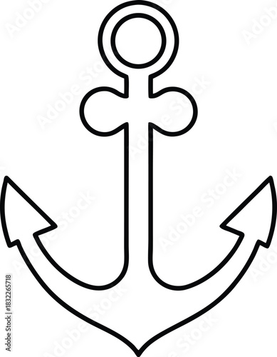 Simple outline anchor icon for marine and stability isolated on transparent background