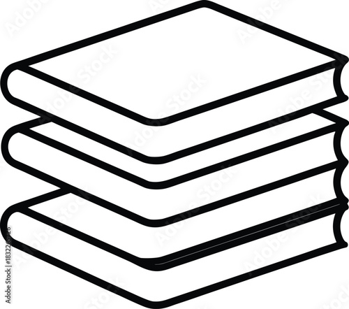 Stacked books minimalist outline icon for education isolated on transparent background
