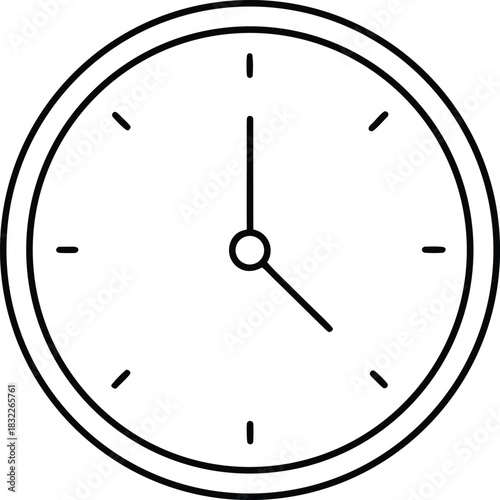 Simple clock icon illustration showing time concept isolated on transparent background