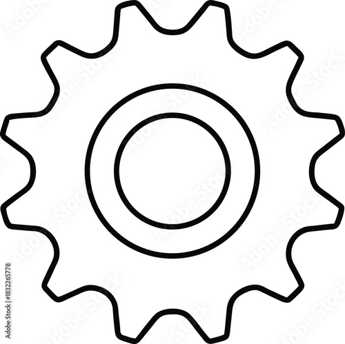 Gear cogwheel outline icon black and white illustration isolated on transparent background