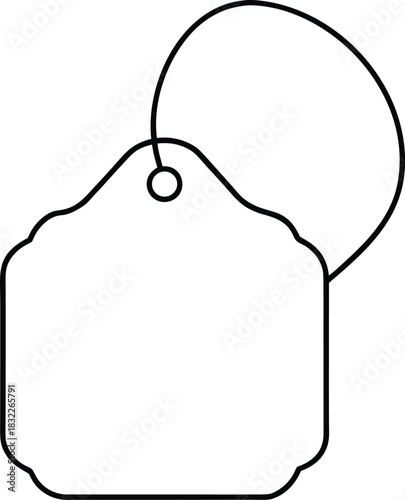 Blank tag outline with string, minimal icon design isolated on transparent background