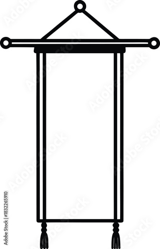 Empty hanging scroll banner display sign illustration isolated on transparent background