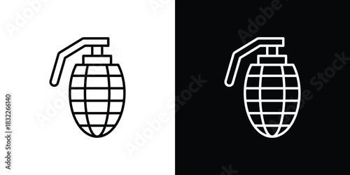 Hand grenade icon line drawing clipart symbol. Vector illustration