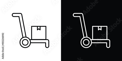 Hand truck icon line drawing clipart symbol. Vector illustration